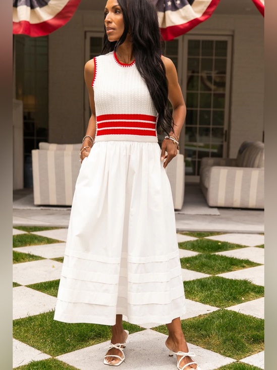 Ivy City Co Dresses & Skirts - Ivy City Co Lisbon sleeveless Midi Dress Ivory & Firework Red Color Small NWT